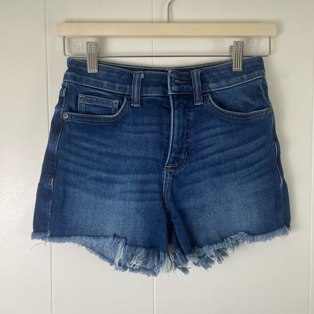 LC Lauren Conrad Denim Shorts High Rise Cut Off Frayed‎ Hem Dark Wash